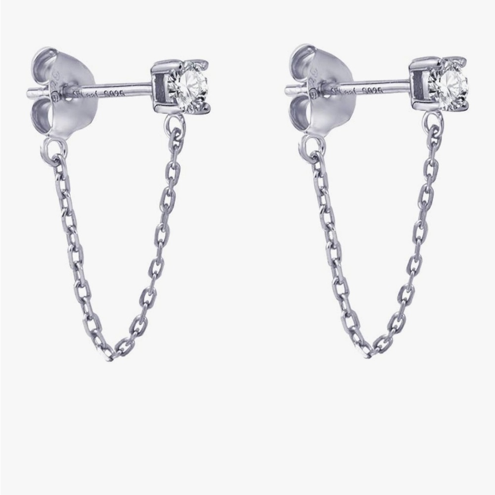 Elegant Silver Chain Stud Earrings